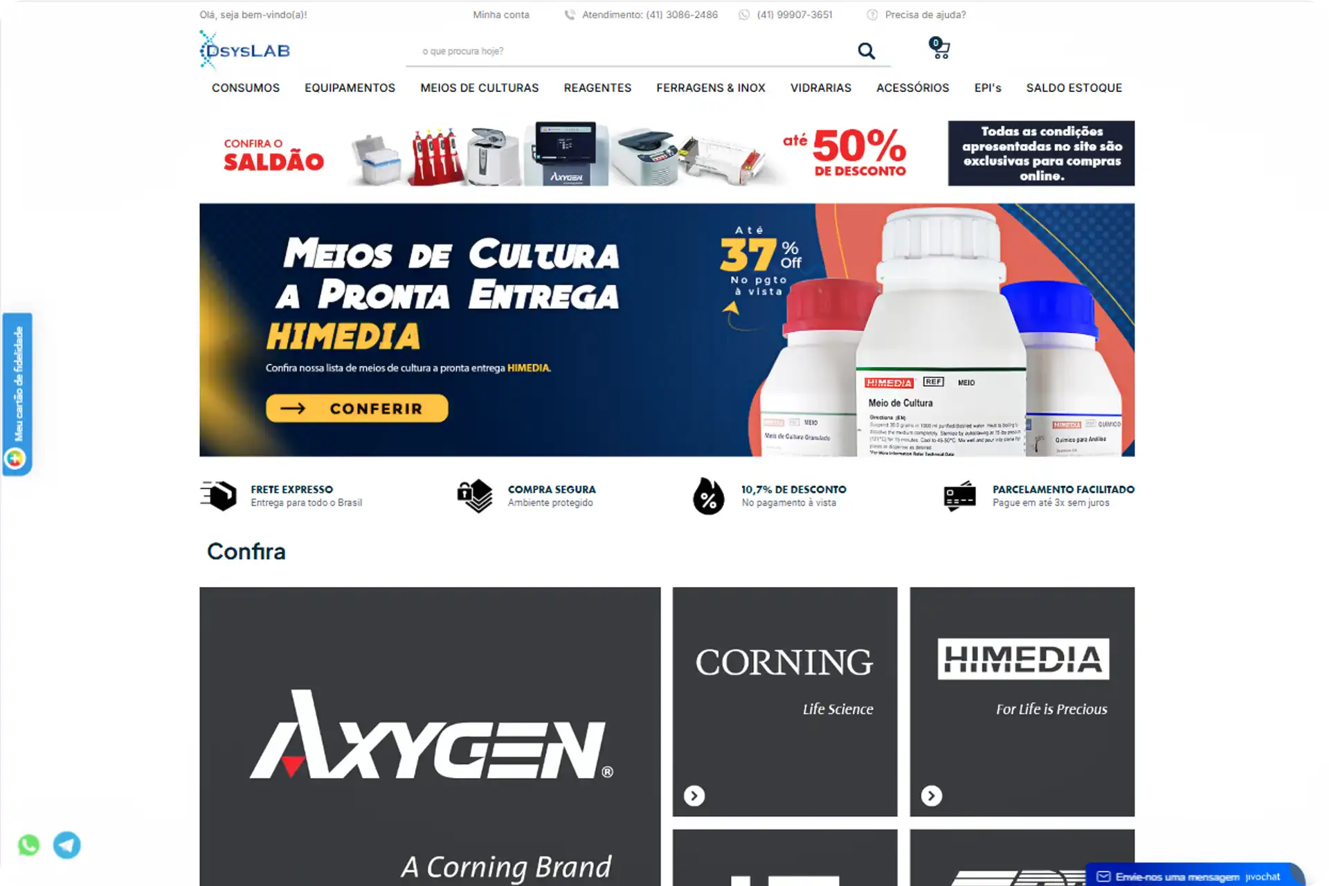 Página inicial e-commerce DSYSLAB